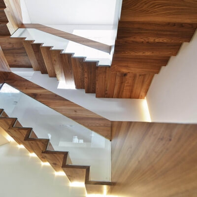 Daleham Gardens Glass & Elm Staircase