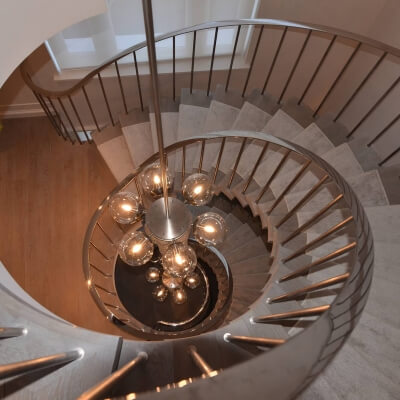 Aerial View Of Custom Spiral Staircase