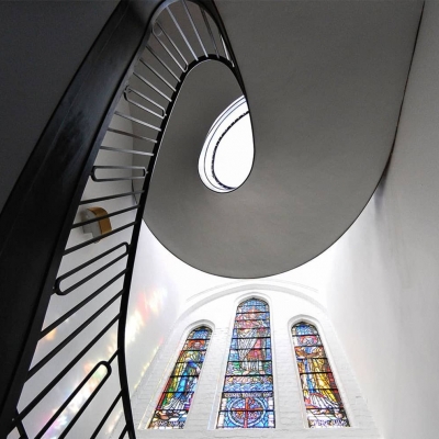 Downstairs View Of Helical Staircase