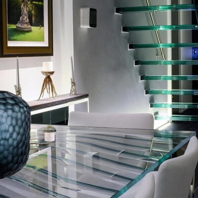 Glass Staircase In Living Room