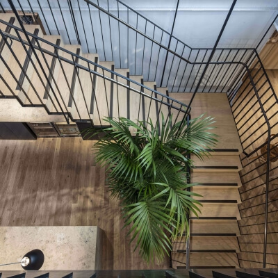 Ideo steel staircase air view
