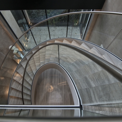 Downward View Of Luxury Staircase Made By Elite Metalcraft