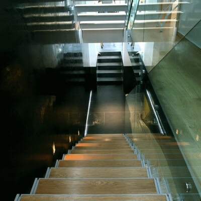 Downward View Of Glass Staircase