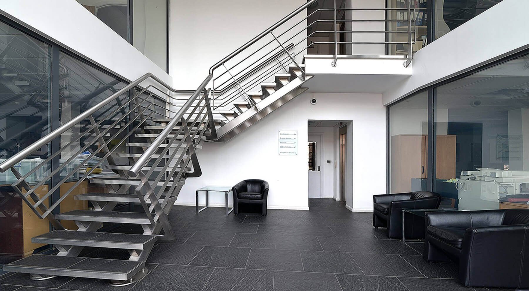 Downstairs View Of Steel Staircase