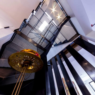 Upwards view of The Courtyard staircase