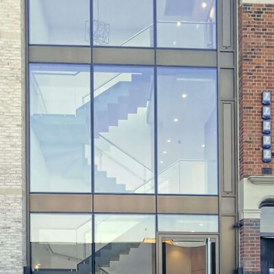 Outdoor view of Kings Road London glass staircase